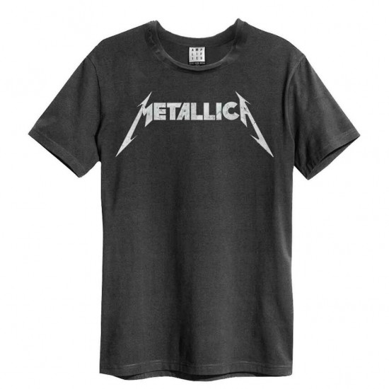 Amplified Metallica Logo Vintage Charcoal Small T-Shirt - 5054488307330