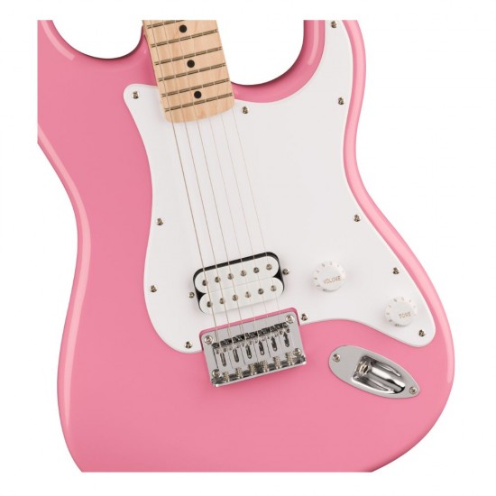 Fender 0373302555 Squier Sonic Stratocaster HT H, Maple Fingerboard, White Pickguard, Flash Pink 