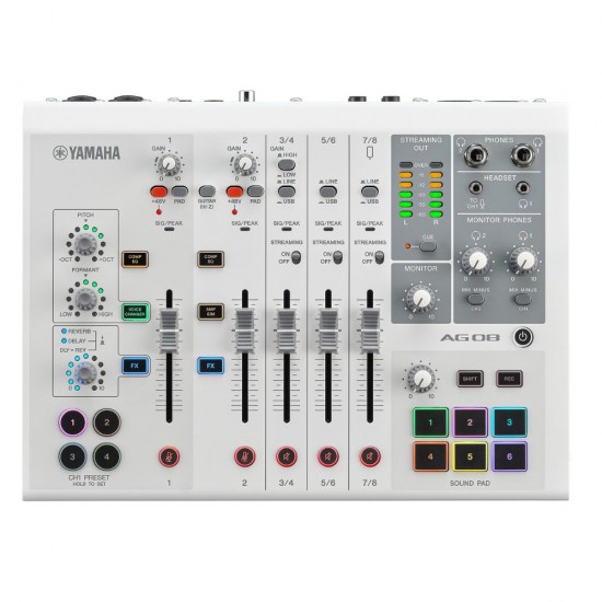Yamaha AG08 8-channel Mixer USB Interface - White Yamaha AG08 8-channel Mixer USB Interface - White