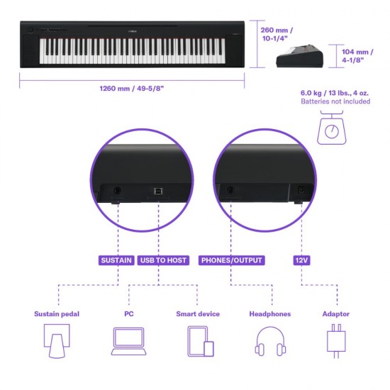 Yamaha Piaggero NP-35 76-key Portable Piano - Black