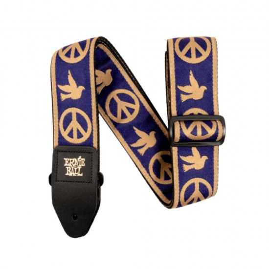 Ernie Ball Navy Blue and Beige Peace Love Dove Jacquard Strap - P04699 Ernie Ball Navy Blue and Beige Peace Love Dove Jacquard Strap - P04699