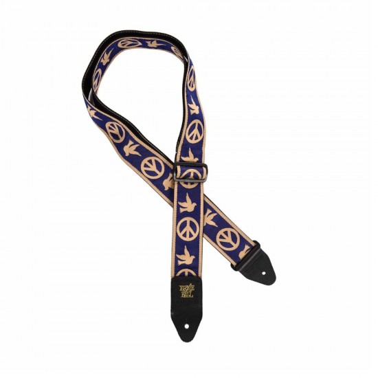 Ernie Ball Navy Blue and Beige Peace Love Dove Jacquard Strap - P04699 Ernie Ball Navy Blue and Beige Peace Love Dove Jacquard Strap - P04699