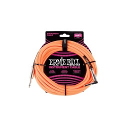Ernie Ball P06079 10' Braided Straight / Angle Instrument Cable - Neon Orange