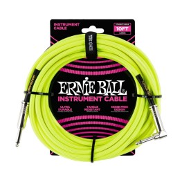 Ernie Ball P06080 Braided Straight to Right Angle Instrument Cable - 10 foot Neon Yellow