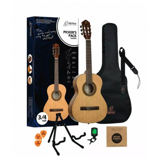 Ortega RPPC34 Picker's Pack Acoustic Guitar - Catalpa Natural Ortega RPPC34 Picker's Pack Acoustic Guitar - Catalpa Natural