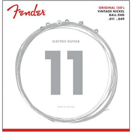 Fender Original Pure Nickel Wound 150XL Extra Light Electric Guitar Strings, Ball End