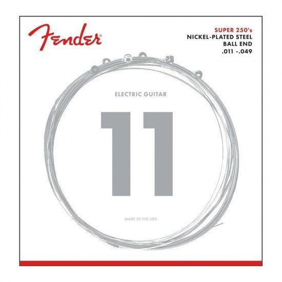 Fender 0730250408- SUPER 250'S NICKEL-PLATED STEEL GUITAR STRINGS BALL END Gauge 11 - 49