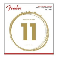 Fender- 0730880003- 80/20 Dura tone Coated Acoustic Guitar Strings Gauge 11-52