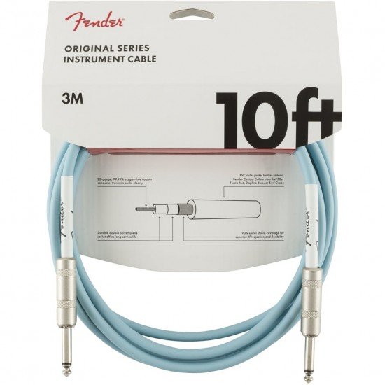 Fender Original Series Instrument Cable 10' in Daphne Blue 0990510003 