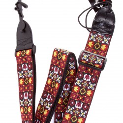 Fender Festival Hootenanny Guitar Strap, Adjustable Length, Red & Black - 0990614001