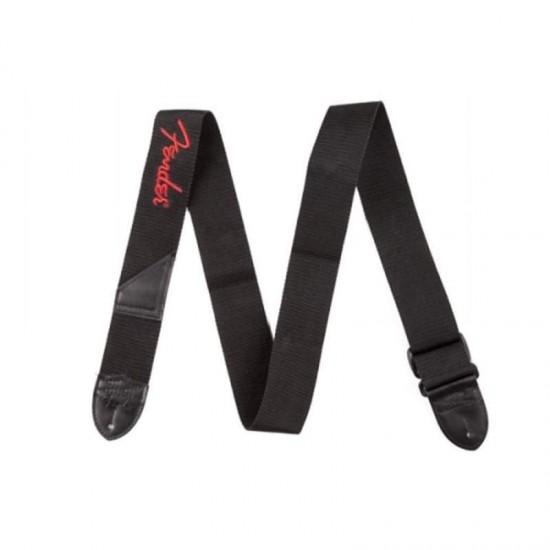 Fender Poly Strap Black 2" Red Logo - 0990662015