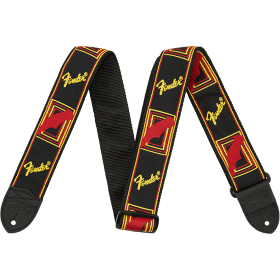 Fender - GUITAR MONO STRAP  Black/ Red - Yellow Fender LOGO - 0990681500