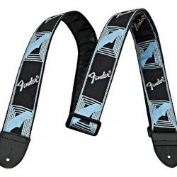 Fender- MONOGRAMMED Black  LT Grey Blue GUITAR STRAP- 0990681502