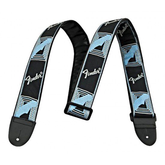 Fender- MONOGRAMMED Black  LT Grey Blue GUITAR STRAP- 0990681502