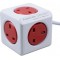 Allocacoc 7300RD PowerCube Extended - UK Socket, 1.5m, Red