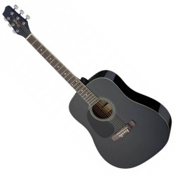 Stagg Black Dreadnought Acoustic Guitar with Basswood Top