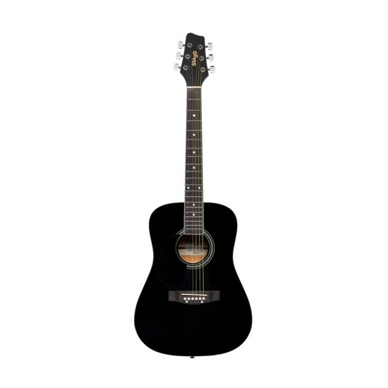 Stagg Black Dreadnought Acoustic Guitar with Basswood Top