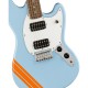 Fender Squier Fsr Bullet Competition Mustang Hh Electric Guitar In Daphne Blue With Orange Stripes Fender Squier Fsr Bullet Competition Mustang Hh Electric Guitar In Daphne Blue With Orange Stripes