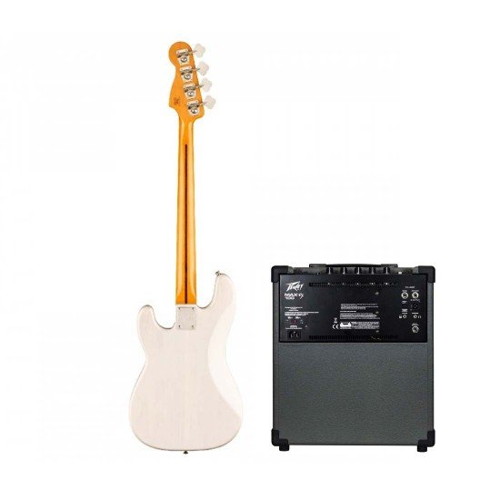 Fender Squier Bass Classic Vibe Late '50s Precision Bass Maple Fingerboard in White Blonde With Peavey MAX100 Bass Amp Combo