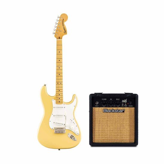 Fender 0374021541 Squier Classic Vibe '70s Stratocaster - Vintage White With Blackstar Debut 10E Guitar Combo Amplifier Bundle Fender 0374021541 Squier Classic Vibe '70s Stratocaster - Vintage White With Blackstar Debut 10E Guitar Combo Amplifier Bundle
