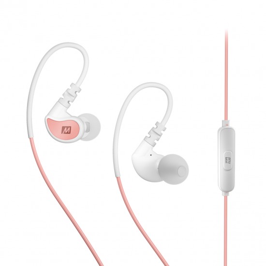 MEE Audio EP-X1-CRWT In-Ear Sports Earphones with Microphone and Remote Coral White