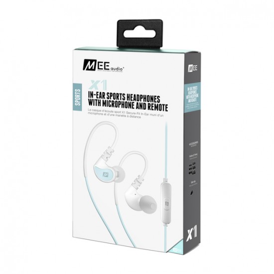 MEE Audio EP-X1-MTWT In-Ear Sports Earphones with Microphone and Remote Mint White