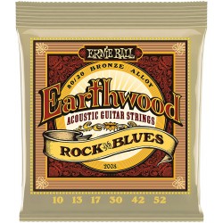 Ernie Ball P02008 Earthwood Rock and Blues 80/20 Bronze Acoustic Set with plain G