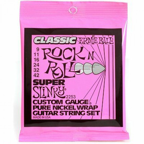 Ernie Ball P02253 Super Slinky Classic Rock N Roll Pure Nickel Wrap Electric Guitar Strings