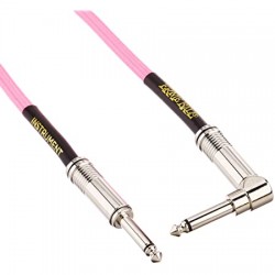 Ernie Ball P06078 Braided Straight to Right Angle Instrument Cable - 10 foot Neon Pink