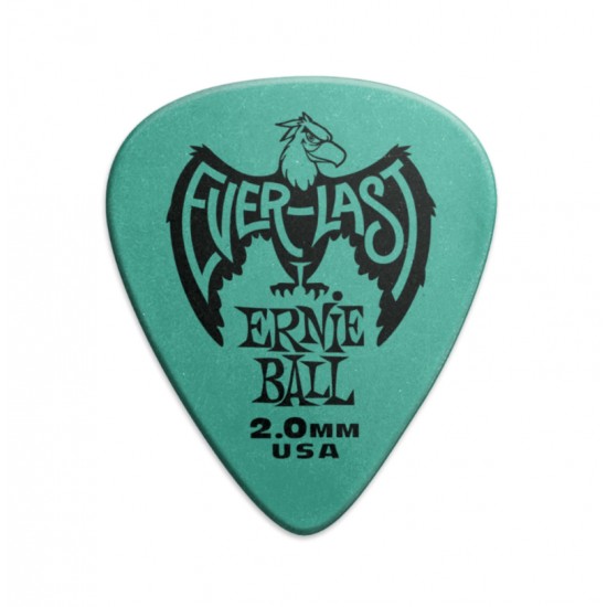 Ernie Ball P09196 Everlast Guitar Picks 2.00mm Teal 12-Pack