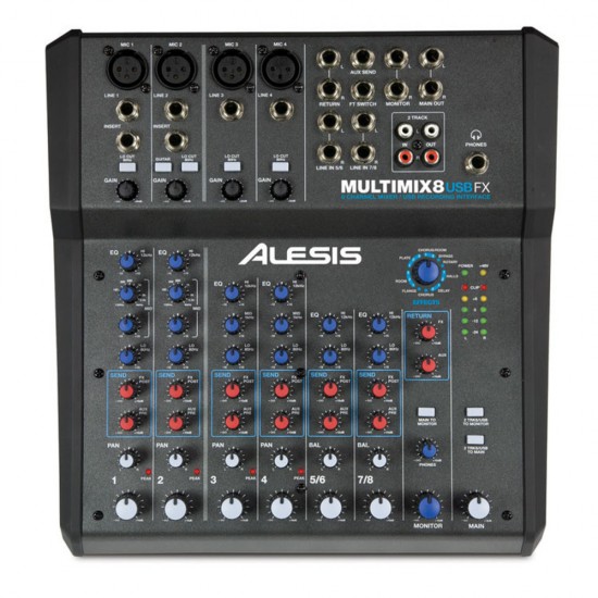 Alesis Multimix 8 USB FX 8-Channel Mixer With Effect & USB Audio Interface