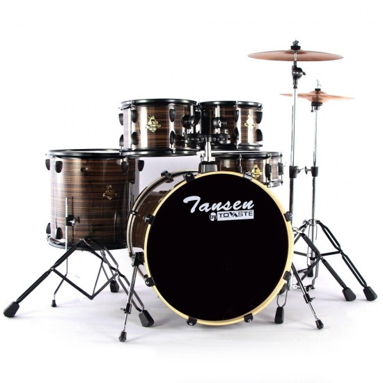 Tovaste JBP1010 5 Pcs Drum Set - Coffee Wood Grain