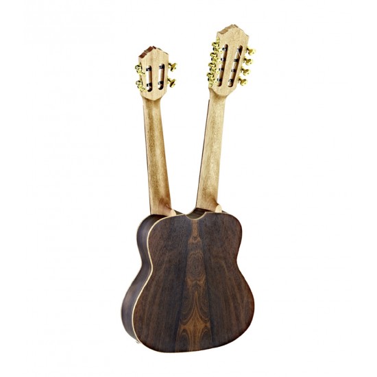 ORTEGA Double Neck Tenor Ukulele 4/8 Strings Ziricote Back & Top Natural Finish, Includes Rect Angle Gig Bag.