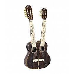 ORTEGA Double Neck Tenor Ukulele 4/8 Strings Ziricote Back & Top Natural Finish, Includes Rect Angle Gig Bag.
