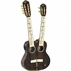 ORTEGA Double Neck Tenor Ukulele 4/8 Strings Ziricote Back & Top Natural Finish, Includes Rect Angle Gig Bag.